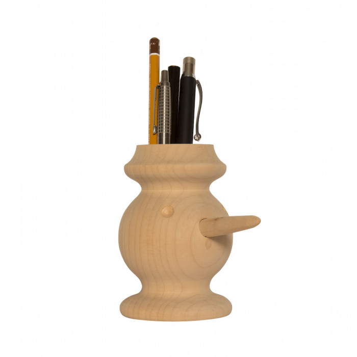 Pinocchio carved wood penholder